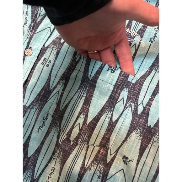 Reyn Spooner Mens Hawaiian Traditional Shirt XL Blue Green Surfboard Print Butto - Picture 3 of 10